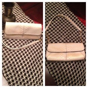 Iridescent Cream Reptile Claiborne Shoulder Bag