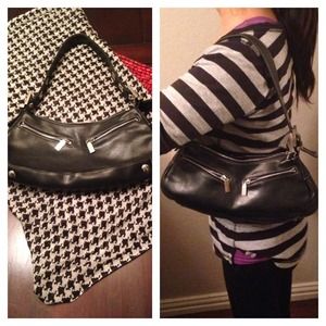 Perlina Black Leather Satchel