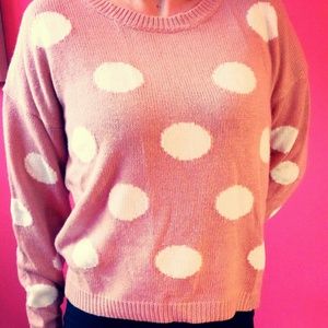 Pink and cream polka dot sweater!