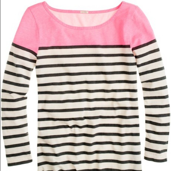 Striped + Neon Pink J. Crew Tee HOST PICK