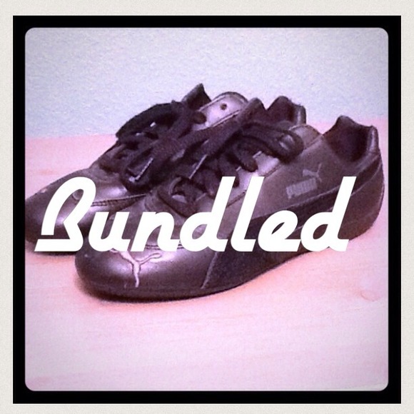 Pumas Black on Black Leather and Suede
