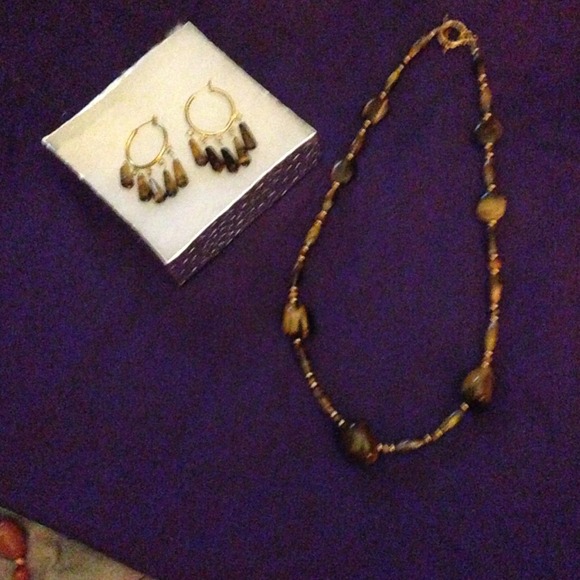 Handmade set of two tigers eye jewelry