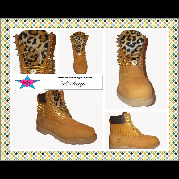 spiked cheetah chain timberland boots- www.eshays - Picture 1 of 2