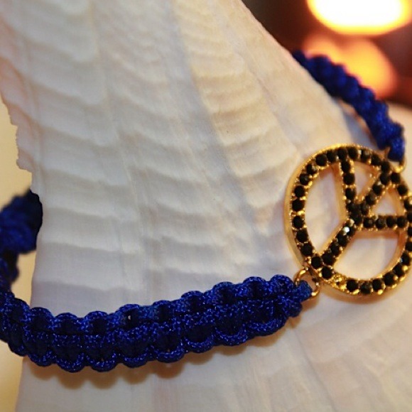 Royal blue adjustable peace sign bracelet classy