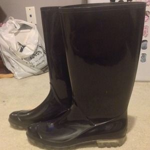 Authentic Coach Black Rubber Rainboots