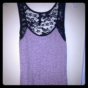 Crinkle tight pink dress w/ lace top