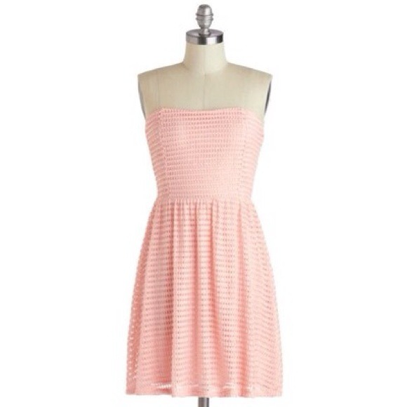 Pink strapless dress from Modcloth