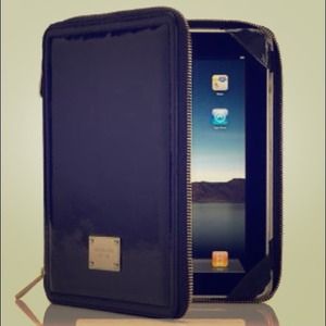 Michael Kors IPad Case black patent leather holder