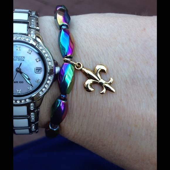 Magnetic Rainbow Hematite stretch bracelet