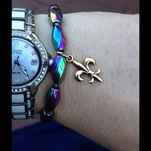 Magnetic Rainbow Hematite stretch bracelet