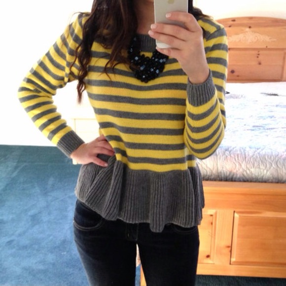 Sweaters - Striped Peplum Sweater