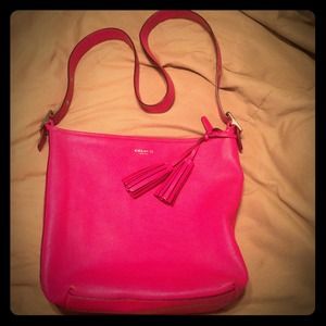 Hot pink fushia coach leather legacy duffle