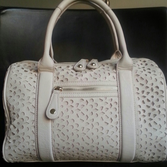 SOLD** ALDO Beige Perforated boston bag