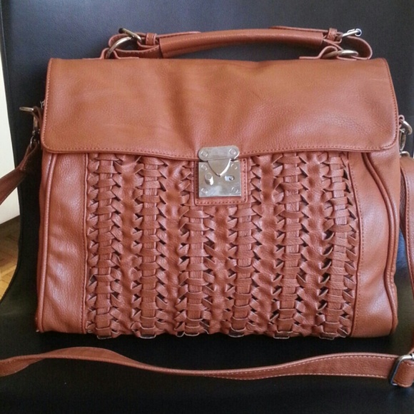 *SOLD* JUSTFAB Cognac-colored large tote handbag