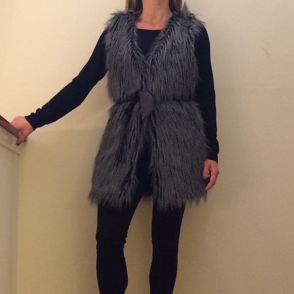 Sweaters - Faux fur and leather vest