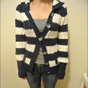 Aeropostale women blue and white stripe sweater