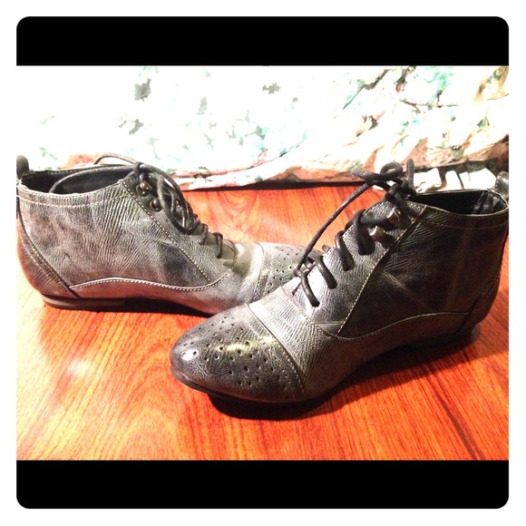 Gray Leather Boots