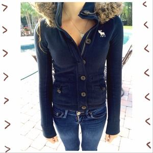 Winter Abercrombie fur navy jacket