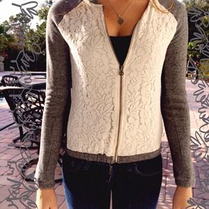 Wet deal floral lace and cotton jacket/cardigan