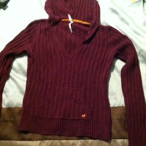 Aeropostale v-neck sweater with hood.