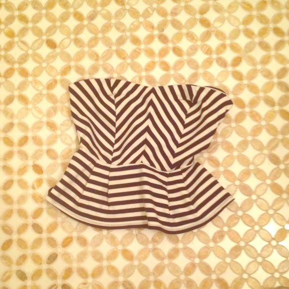 strapless striped navy blue and white