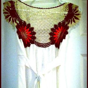 White Top With Unique Embroidered flower back!