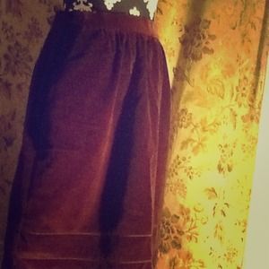 Below the Knee Maroon Velvet Skirt W/ Pockets
