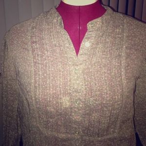 Brown & pink button up.