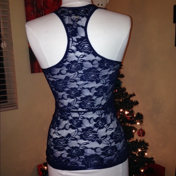 💕💚Lace Top Dark Blue💕💚 - Picture 2 of 4