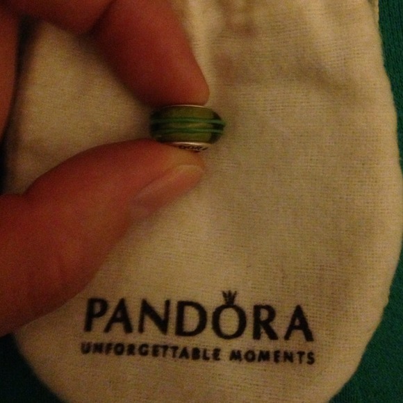 Authentic Pandora Green Ribbon Bead