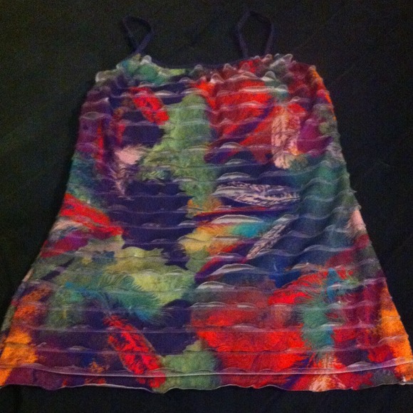 Multi-color Feather Ruffle Tank - Picture 1 of 2