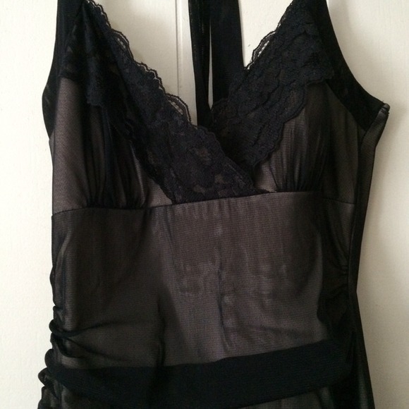 Rocker Chic Black Lace Dress w/ Nude Underlay - Picture 2 of 4