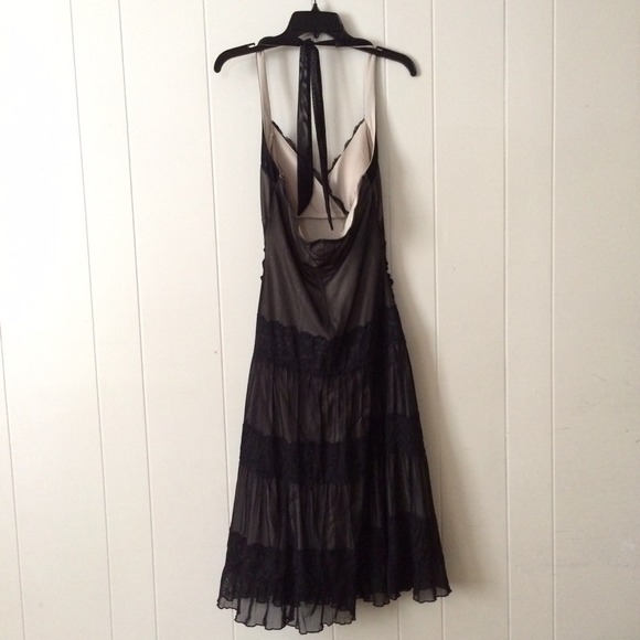 Rocker Chic Black Lace Dress w/ Nude Underlay - Picture 4 of 4