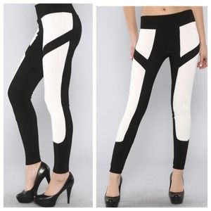 Contrast Panel Pants (Black/Ivory)