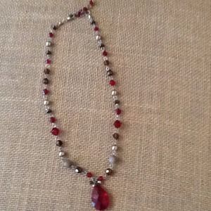 Red/jewel tone bead necklace. SOLD