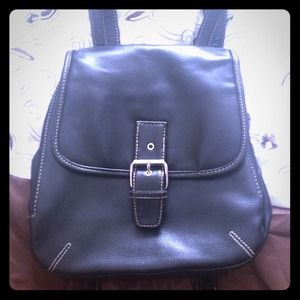 Simple Leather Black Backpack Purse