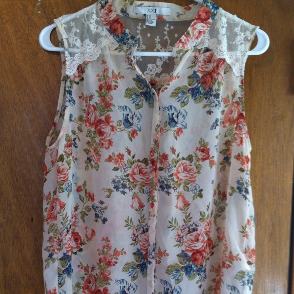 Sheer floral shirt