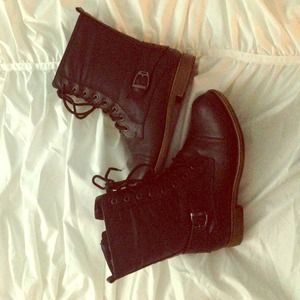 black combat boots