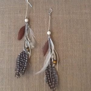 Brown and ivory feather earrings SOLD
