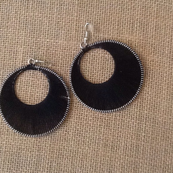Black and silver loop earrings SOLD