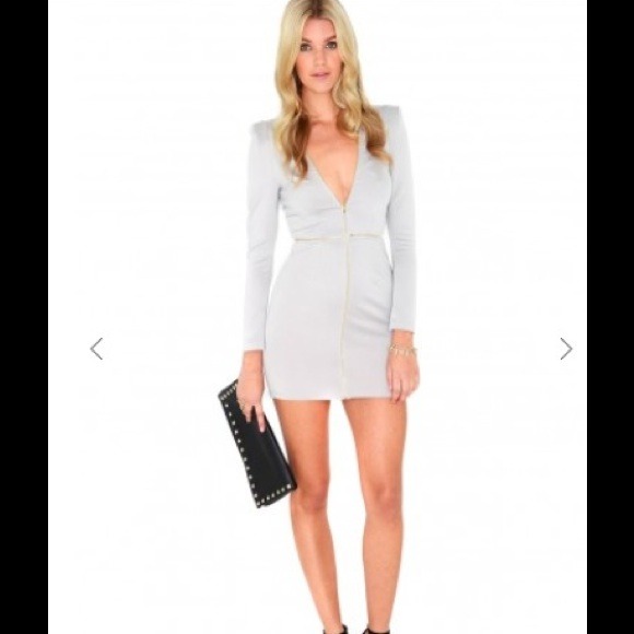 Sexy gray zipper dress