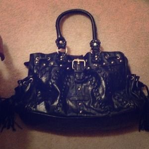 NON DESIGNER black handbag with gold detail
