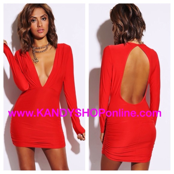 Sexy plunge red backless dress❤️❤️❤️❤️
