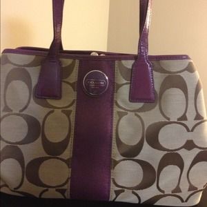 *RESERVED*Coach signature stripe handbag in plum
