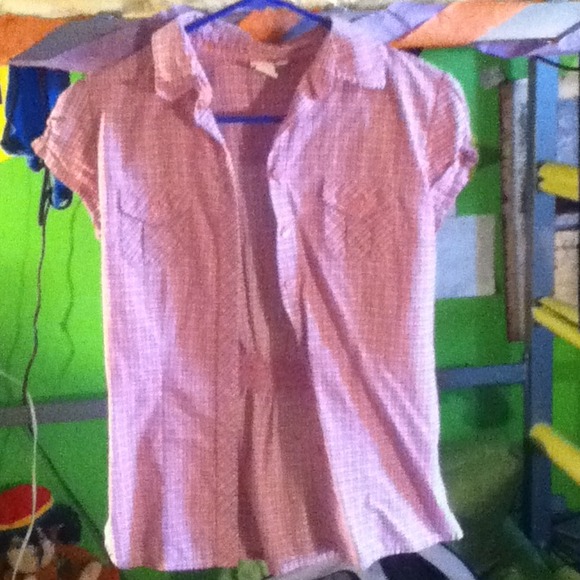 Pink and cyan plaid t shirt