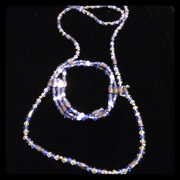 Magnetized crystal necklace bracelet set