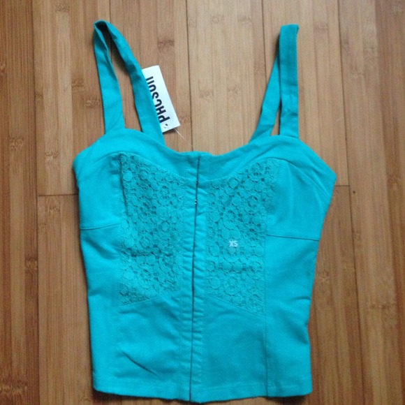 Pacsun teal cropped tank