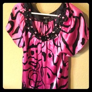 Fun flirty pink and black jeweled T-shirt