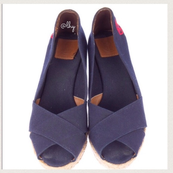 ❌SOLD❌Tory Burch Navy Filipa Espadrille Wedges - Picture 2 of 4