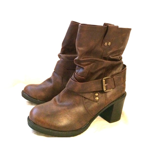 Brown strapped ankle boots